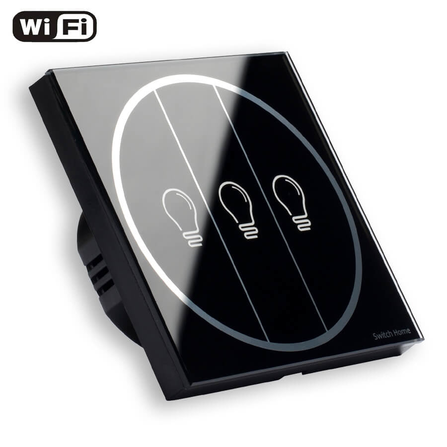 Smart WiFi Light Switch 3 عصابات مدعومة Google Home & Amazon Alexa-Black