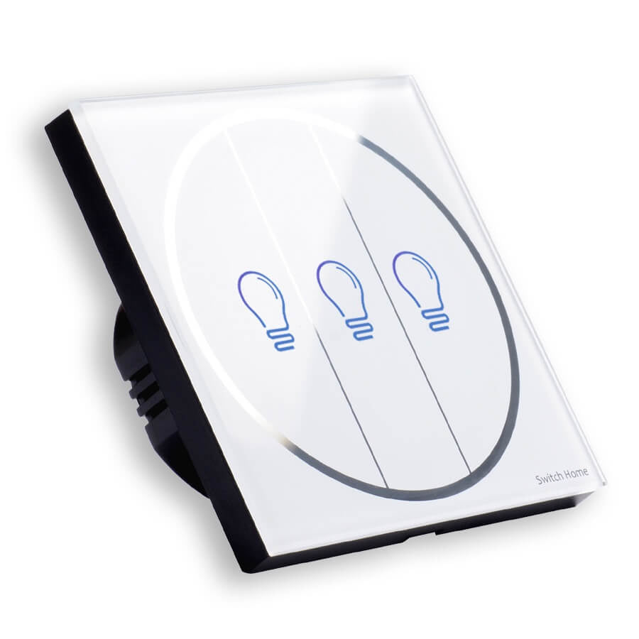 Smart WiFi Light Switch 3 Gangs Supported Google Home & Amazon Alexa-White