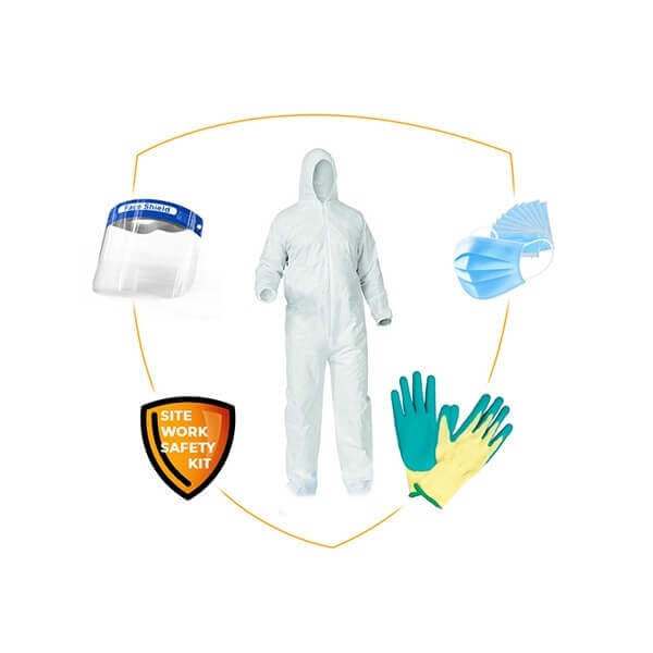 Full Body Safety Pack For High Risk Work, Face Masks, Shields, Gloves And Coveralls